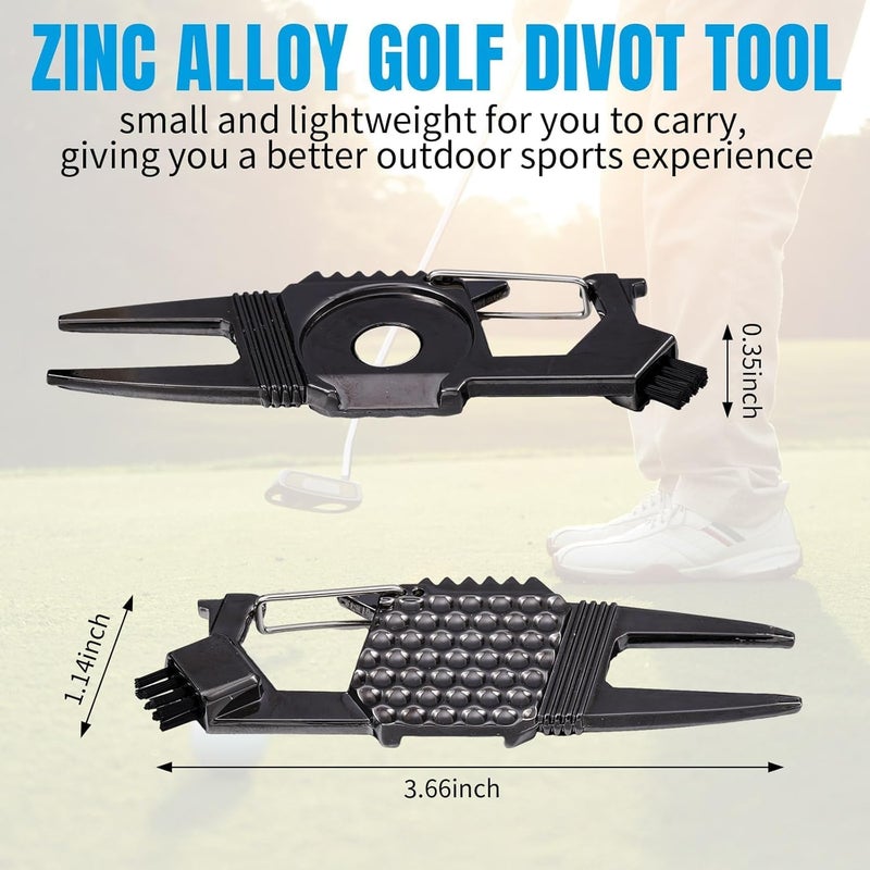 Poen 3 Pcs 7 in 1 Golf Divot Repair Tool and Ball Marker Golf Accessories for Men, Bottle Opener, Groove Cleaner, Putting Alignment, Metal Green Tool - Image 2